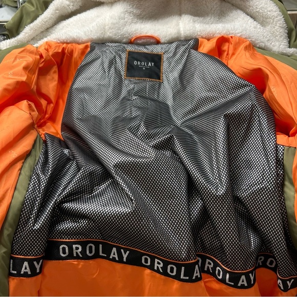 Orolay Olive Green Puffer Jacket with Fleece Lined Hood SZ M - Picture 5 of 6